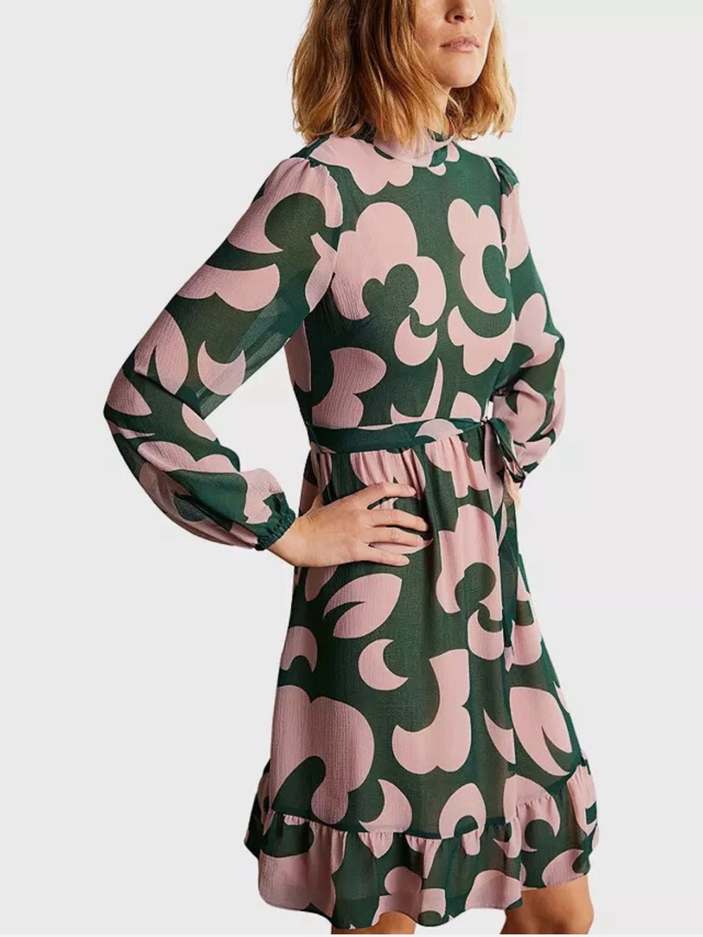 Boden Lottie mock neck tie waist dress, size US4P